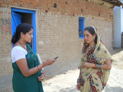 Nurse sending data from mobile phone